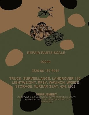 Repair Parts Scale, Truck, Surveillance, Land Rover 110, Lightweight, RFSV, W/Winch, W/Side Storage, W/Rear Seat, 4x4, MC2 1