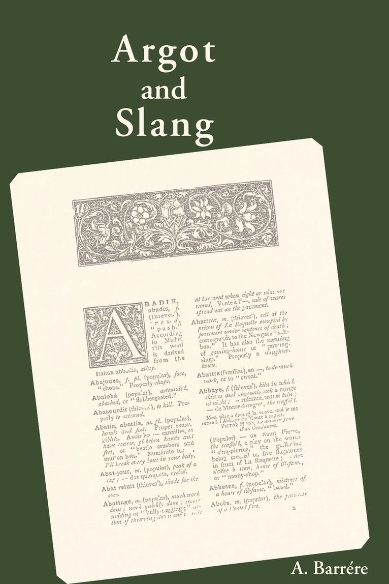 A Barrere, A. Barrere - Argot and Slang, Häftad