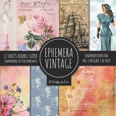 bokomslag Ephemera Vintage Scrapbook Paper Pad 8x8 Scrapbooking Kit for Papercrafts, Cardmaking, DIY Crafts, Old Retro Theme, Decoupage Designs