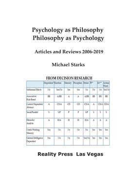 Psychology as Philosophy, Philosophy as Psychology: Articles and Reviews 2006-2019 1