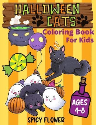 Halloween cute cats coloring book for kids ages 4-8 1