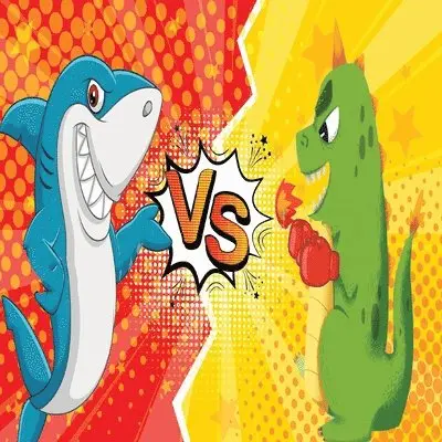 Shark v. Dino, Häftad. Tillgänglighet: Lägg i varukorg