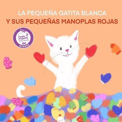 Pequeña Gatita Blanca Y Sus Pequeñas Manoplas Rojas