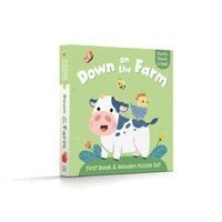 Little Genius Books - First Book & Wooden Puzzle Set - Down on the Farm, Kartonnage