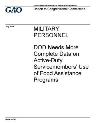 Military personnel, DOD needs more complete data on active-duty servicemembers' use of food assistance programs: report to congressional committees. 1