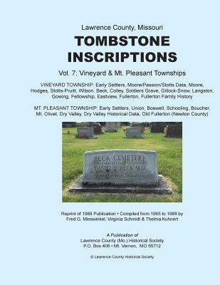 Lawrence County Missouri Tombstone Inscriptions Vol. 7 1