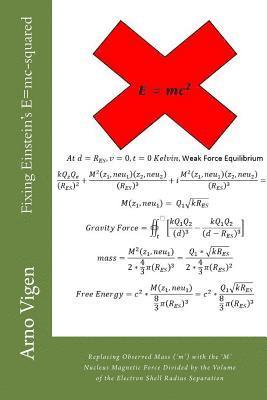 Fixing Einstein's E=mc-squared: Replacing Observed Mass (?m?) with the ?M? Nucleus Magnetic Force Divided by the Volume of the Electron Shell Radius S 1