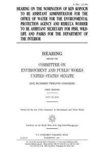 bokomslag Hearing on the nomination of Ken Kopocis to be Assistant Administrator for the Office of Water for the Environmental Protection Agency and Rebecca Wod