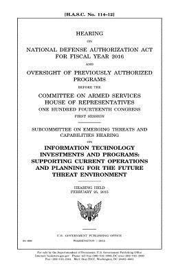 bokomslag Hearing on National Defense Authorization Act for Fiscal Year 2016 and oversight of previously authorized programs before the Committee on Armed Servi