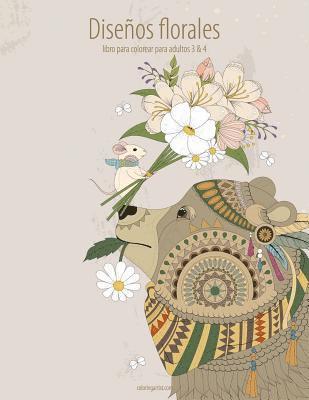 bokomslag Diseños florales libro para colorear para adultos 3 & 4