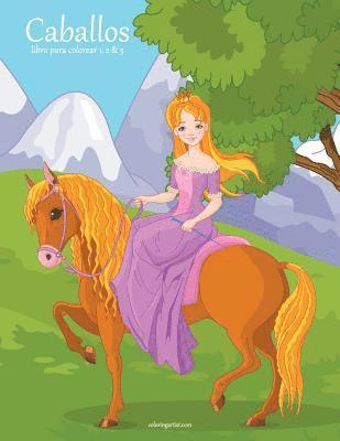bokomslag Caballos libro para colorear 1, 2 & 3