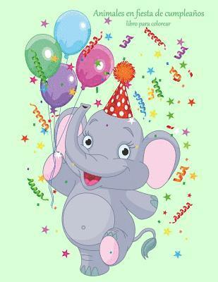 bokomslag Animales en fiesta de cumpleaños libro para colorear 1