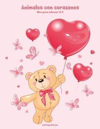 bokomslag Animales con corazones libro para colorear 1 & 2