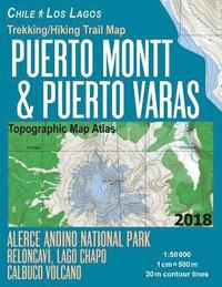 bokomslag Trekking/Hiking Trail Map Puerto Montt & Puerto Varas Alerce Andino National Park Reloncavi, Lago Chapo, Calbuco Volcano Chile Los Lagos Topographic Map Atlas 1