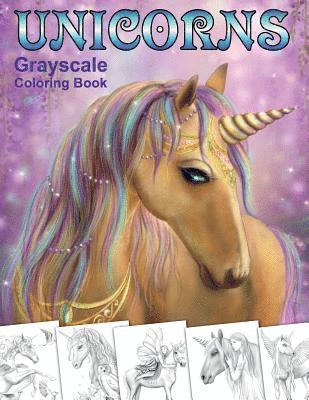 Unicorns. Grayscale Coloring Book 1