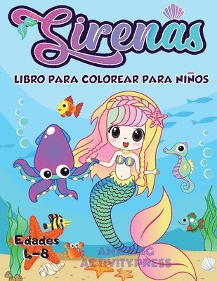 bokomslag Libro de colorear de sirena para niños de 4 a 8 años