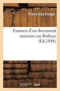 bokomslag Examen d'Un Document Nouveau Sur Boileau