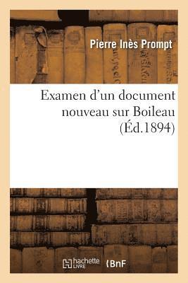 bokomslag Examen d'Un Document Nouveau Sur Boileau