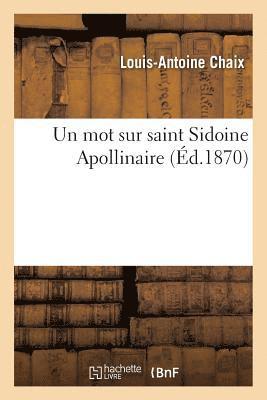 bokomslag Un Mot Sur Saint Sidoine Apollinaire
