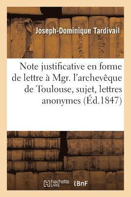 Note Justificative En Forme de Lettre  Mgr. l'Archevque de Toulouse 1