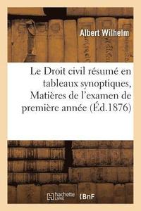 bokomslag Le Droit Civil Rsum En Tableaux Synoptiques, Matires de l'Examen de Premire Anne