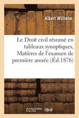 bokomslag Le Droit Civil Rsum En Tableaux Synoptiques, Matires de l'Examen de Premire Anne