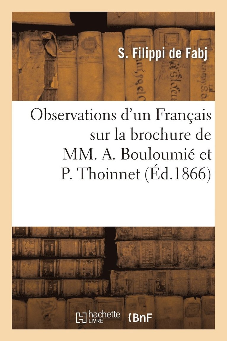 Observations d'Un Franais Sur La Brochure de MM. A. Bouloumi 1