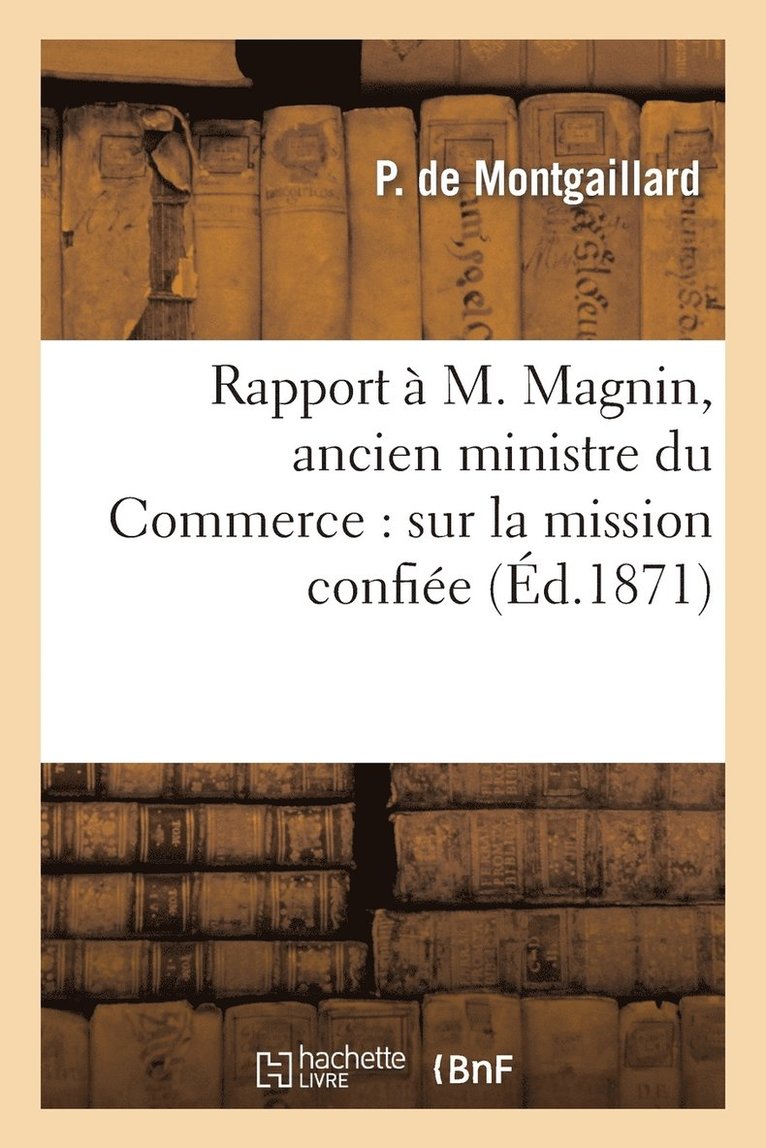 Rapport À M. Magnin, Ancien Ministre Du Commerce: Sur La Mission Confiée Par Le Gouvernement