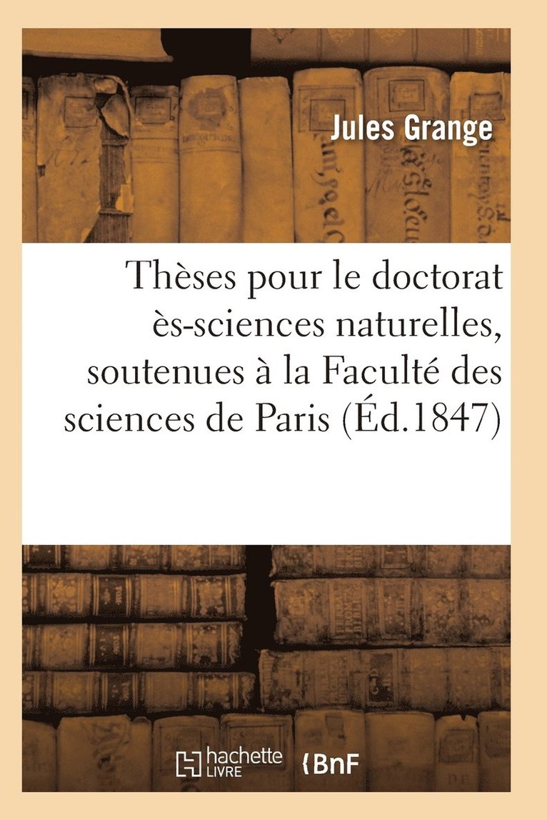 Thèses Pour Le Doctorat Ès-Sciences Naturelles