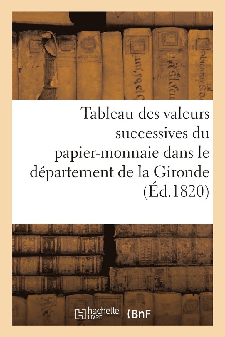 Tableau Des Valeurs Successives Du Papier-Monnaie Dans Le Departement de la Gironde (Ed.1820) 1