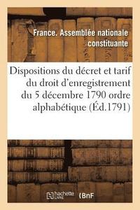 bokomslag Dispositions Du Décret Et Tarif Du Droit d'Enregistrement Du 5 Décembre 1790 Par Ordre Alphabétique