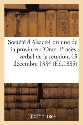 bokomslag Société d'Alsace-Lorraine de la Province d'Oran