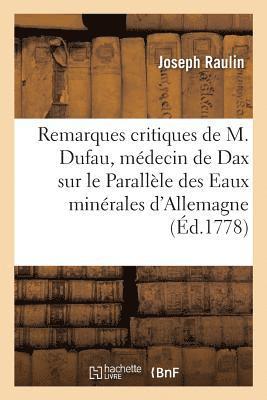 bokomslag Réponses Aux Remarques Critiques de M. Dufau, Médecin de Dax