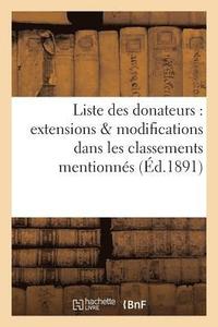 bokomslag Liste Des Donateurs: Extensions & Modifications Dans Les Classements Mentionns  Leurs