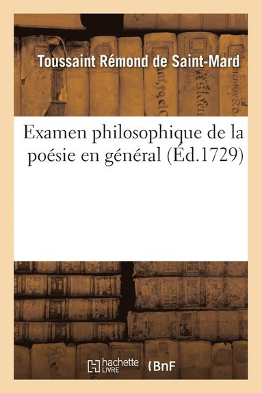 bokomslag Examen Philosophique de la Poésie En Général