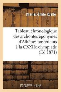 bokomslag Tableau Chronologique Des Archontes ponymes d'Athnes Postrieurs  La Cxxiie Olympiade