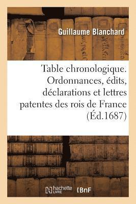 Table Chronologique. Ordonnances, dits, Dclarations Et Lettres Patentes Des Rois de France 1