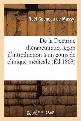 bokomslag de la Doctrine Thrapeutique, Leon d'Introduction  Un Cours de Clinique Mdicale