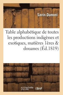 bokomslag Table Alphabétique de Toutes Les Productions Indigènes Et Exotiques Qui, Dans Leur État de Nature