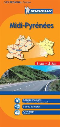 bokomslag Midi Pyrenees Michelin 525 delkarta Frankrike : 1:200000