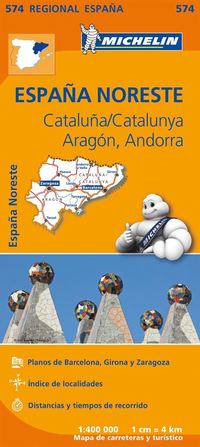 bokomslag Aragon Cataluna Michelin 574 delkarta Spanien : 1:400000