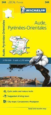 bokomslag Aude, Pyrenees-Orientales - Michelin Local Map 344