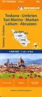 bokomslag Michelin Toskana, Umbrien, San Marino, Marken, Latium, Abruzzen. Straßen- und Tourismuskarte 1:400.000