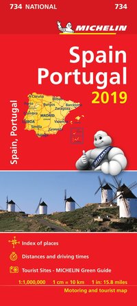 bokomslag Spanien Portugal 2019 Michelin 734 Karta