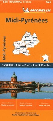 bokomslag Midi-Pyrenees - Michelin Regional Map 525