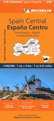 bokomslag Spain Central, Extremadura, Castilla-La Mancha, Madrid - Michelin Regional Map 576