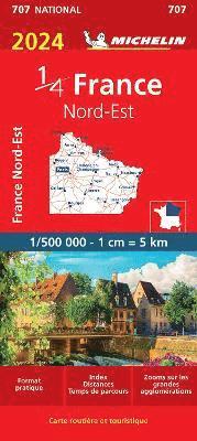 bokomslag Northeastern France 2024 - Michelin National Map 707: Map