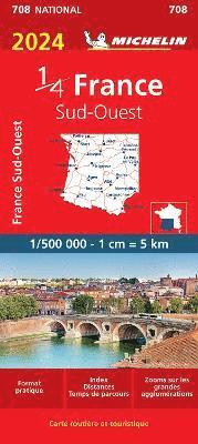 bokomslag Southwestern France 2024 - Michelin National Map 708: Map