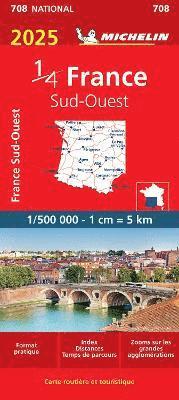bokomslag Southwestern France 2025 - Michelin National Map 708