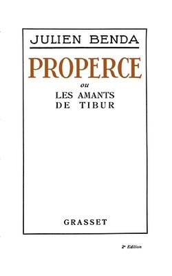 bokomslag Properce Ou Les Amants de Tibur